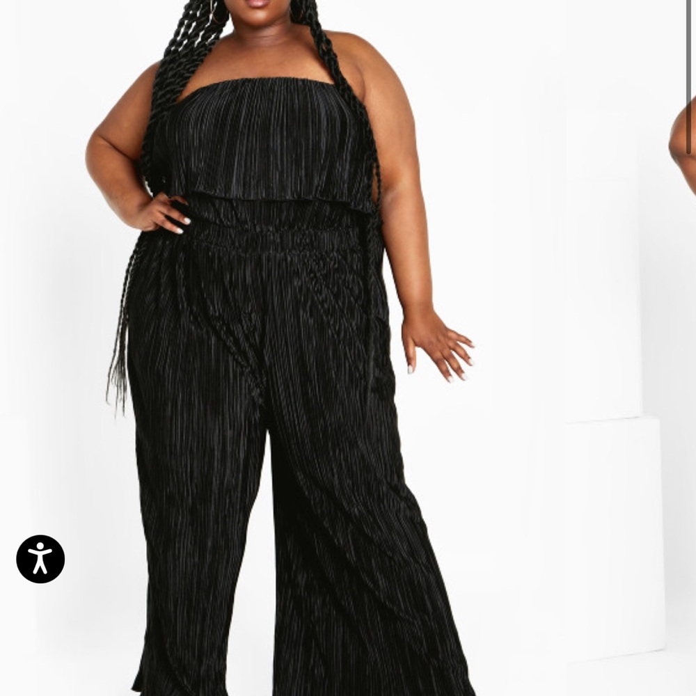 City Chic Black Strapless Jumpsuit